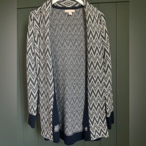 Banana Republic Herringbone Blue/White Cardigan
